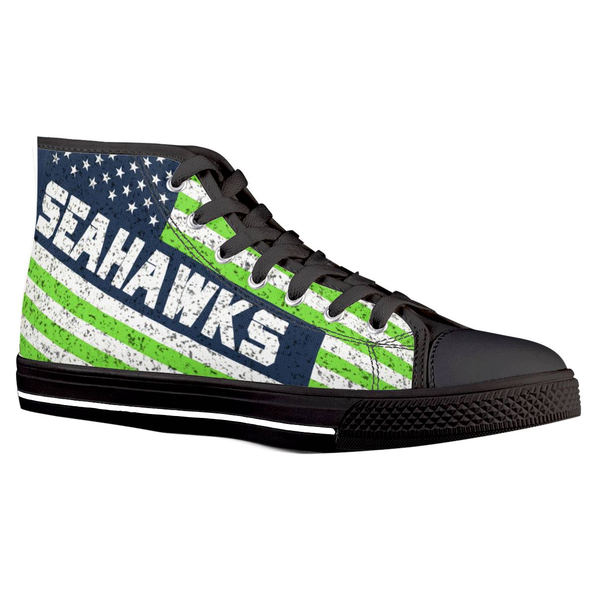 Men's Seattle Seahawks High Top Canvas Sneakers 004